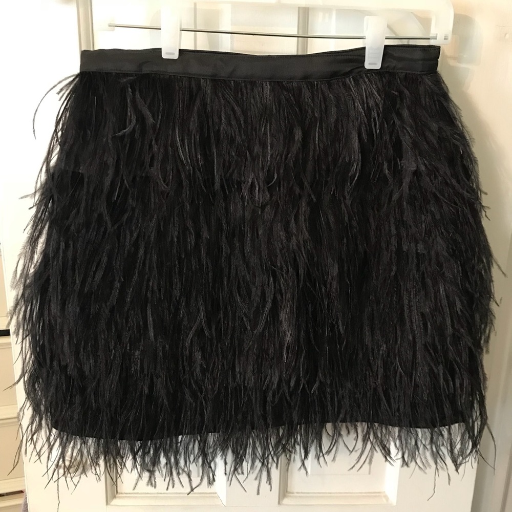 NEW never worn black feathered skirt